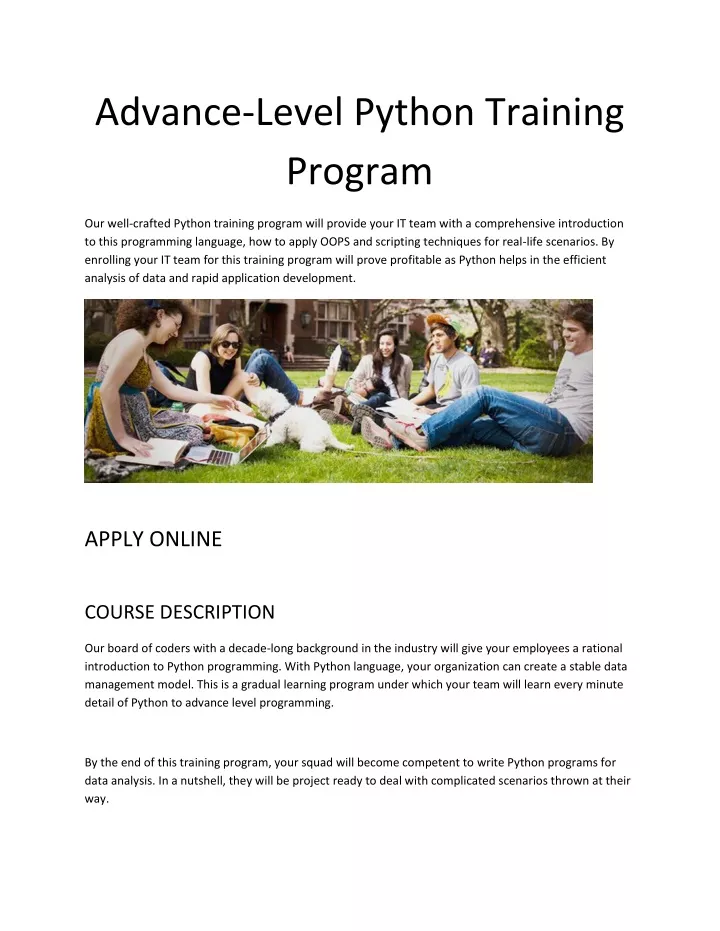 advance level python training program