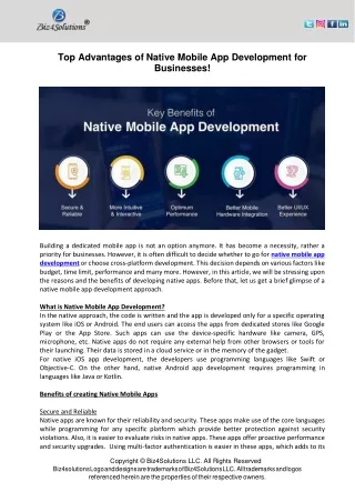 top advantages of native mobile app development