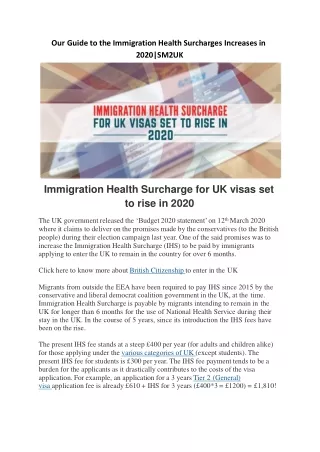 our guide to the immigration health surcharges
