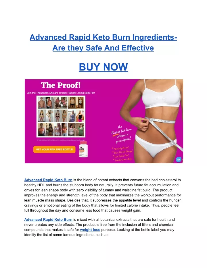 advanced rapid keto burn ingredients are they