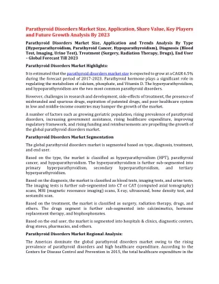 parathyroid disorders market size application