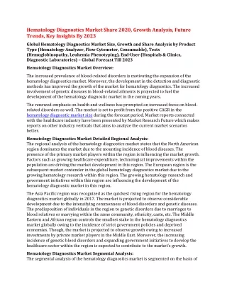 hematology diagnostics market share 2020 growth