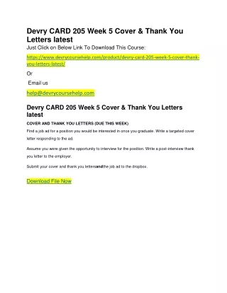 devry card 205 week 5 cover thank you letters