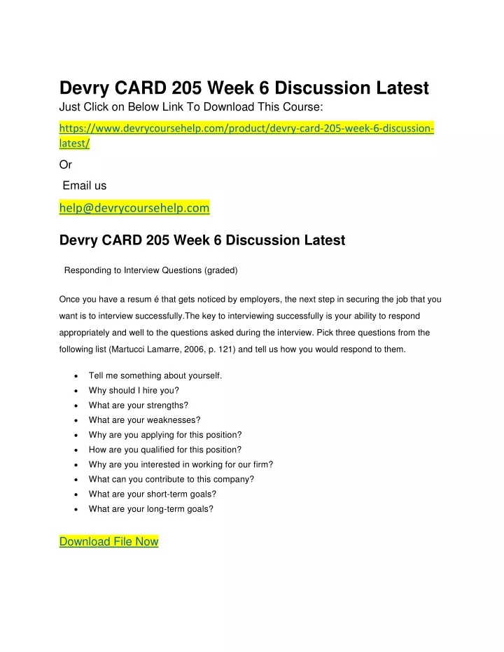 devry card 205 week 6 discussion latest just