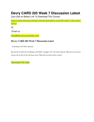 devry card 205 week 7 discussion latest just