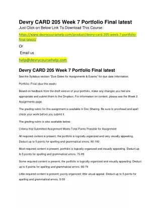 devry card 205 week 7 portfolio final latest just
