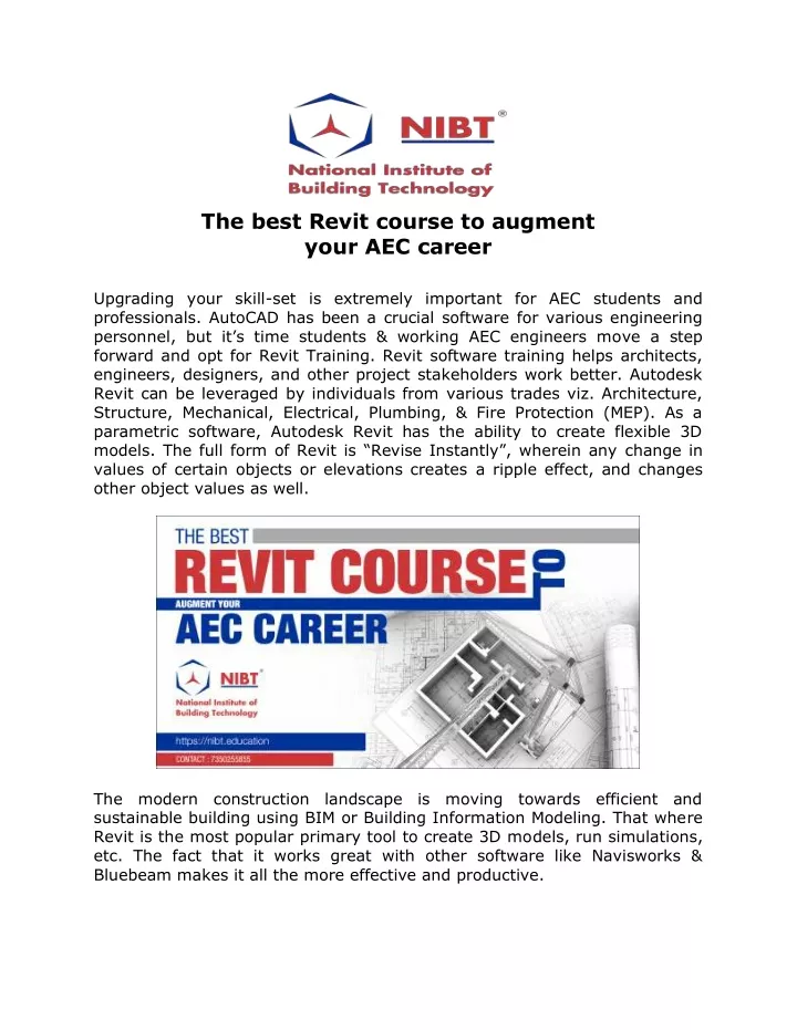 the best revit course to augment your aec career