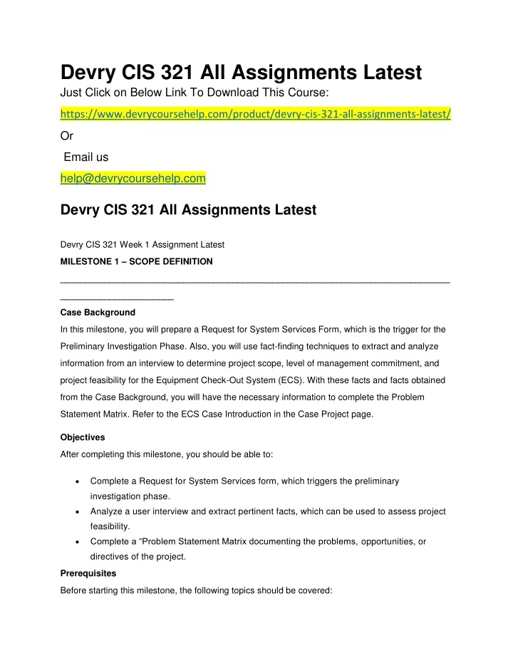 devry cis 321 all assignments latest just click