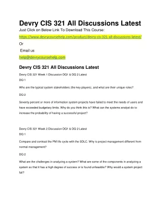 devry cis 321 all discussions latest just click