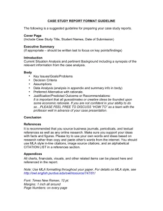 Case Study Format