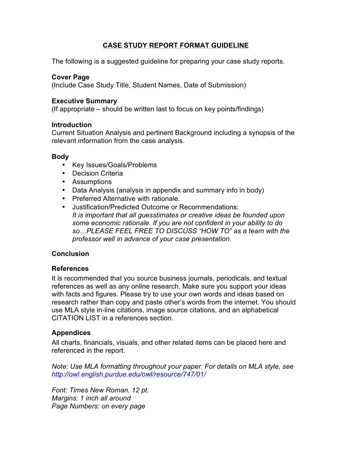 case study report format guideline