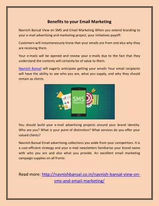 Benefits to your Email Marketing