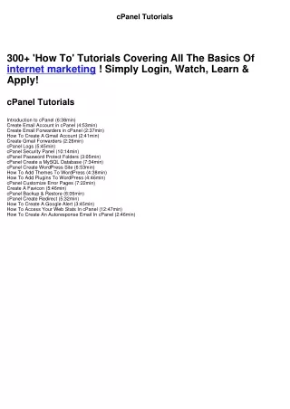 cpanel tutorials