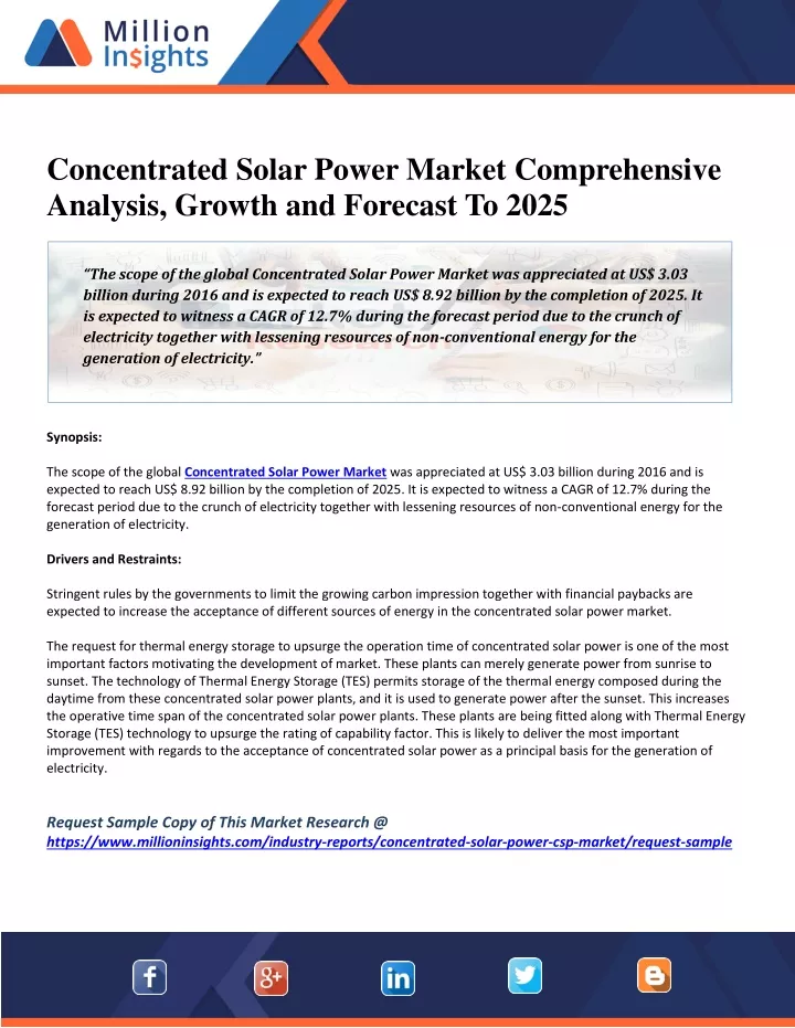 concentrated solar power market comprehensive