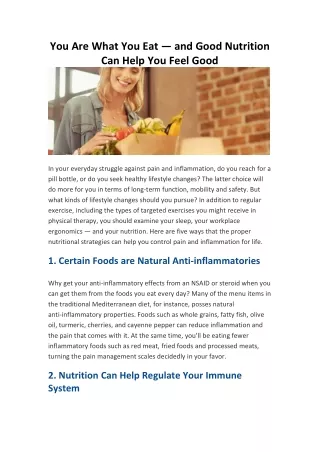 you are what you eat and good nutrition can help