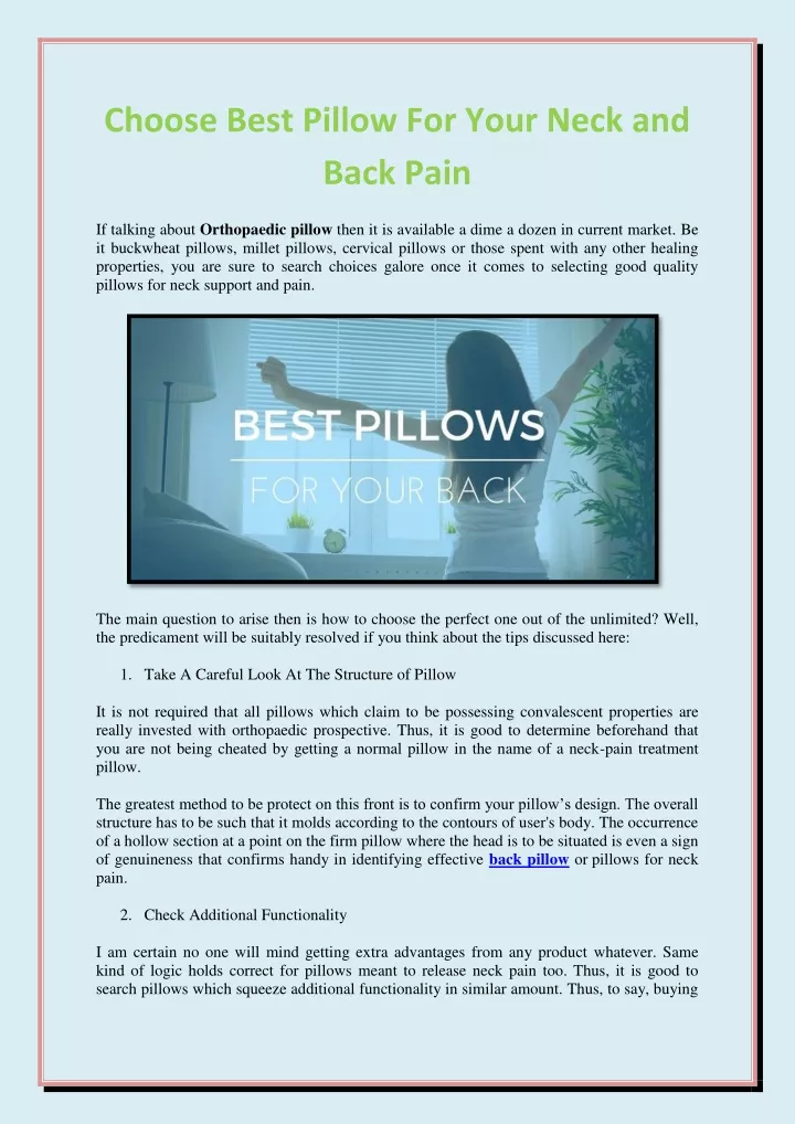 choose best pillow for your neck and back pain