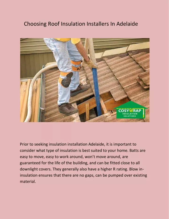 choosing roof insulation installers in adelaide