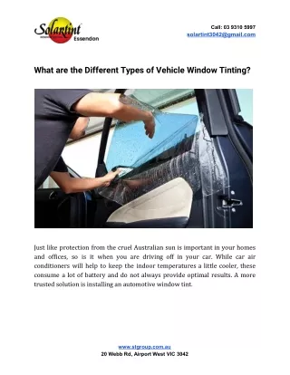 What are the Different Types of Vehicle Window Tinting?
