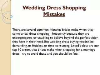 Wedding Dress Shopping Mistakes