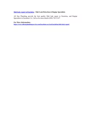slab leak repair in encinitas slab leak detection