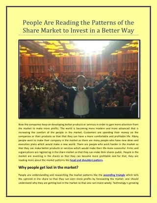 People Are Reading the Patterns of the Share Market to Invest in a Better Way