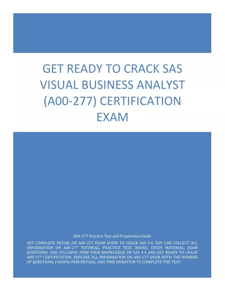 get ready to crack sas visual business analyst