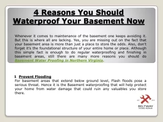 4 Reasons You Should Waterproof Your Basement Now