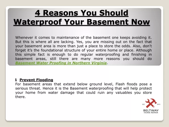 4 reasons you should waterproof your basement now