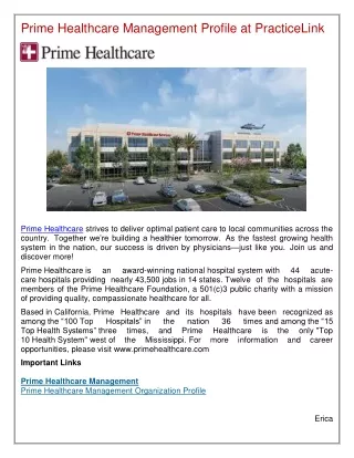prime healthcare management profile