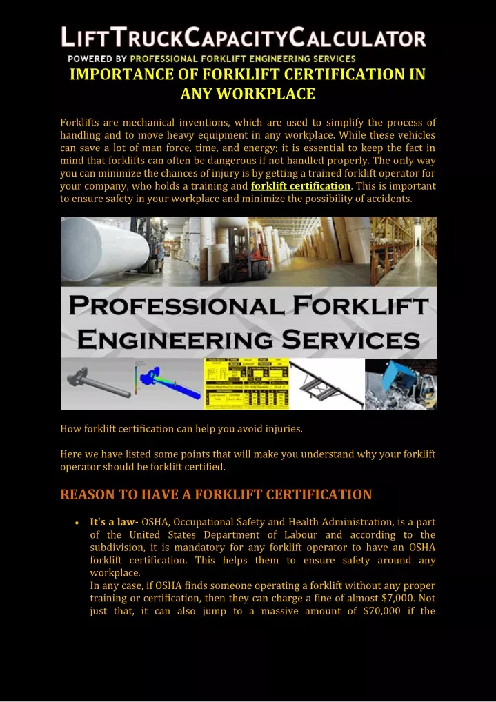 importance of forklift certification