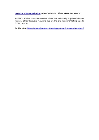 cfo executive search firm chief financial officer