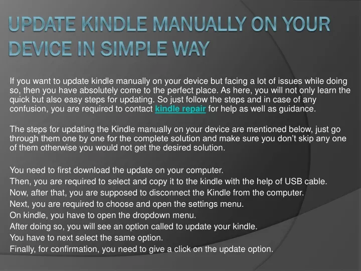 update kindle manually on your device in simple way