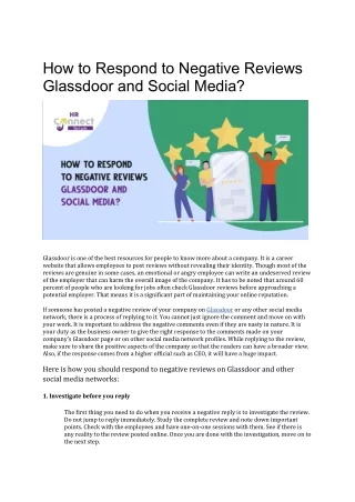 How to Respond to Negative Reviews Glassdoor and Social Media?