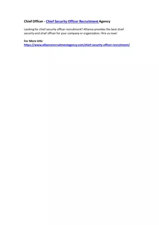 chief officer chief security officer recruitment