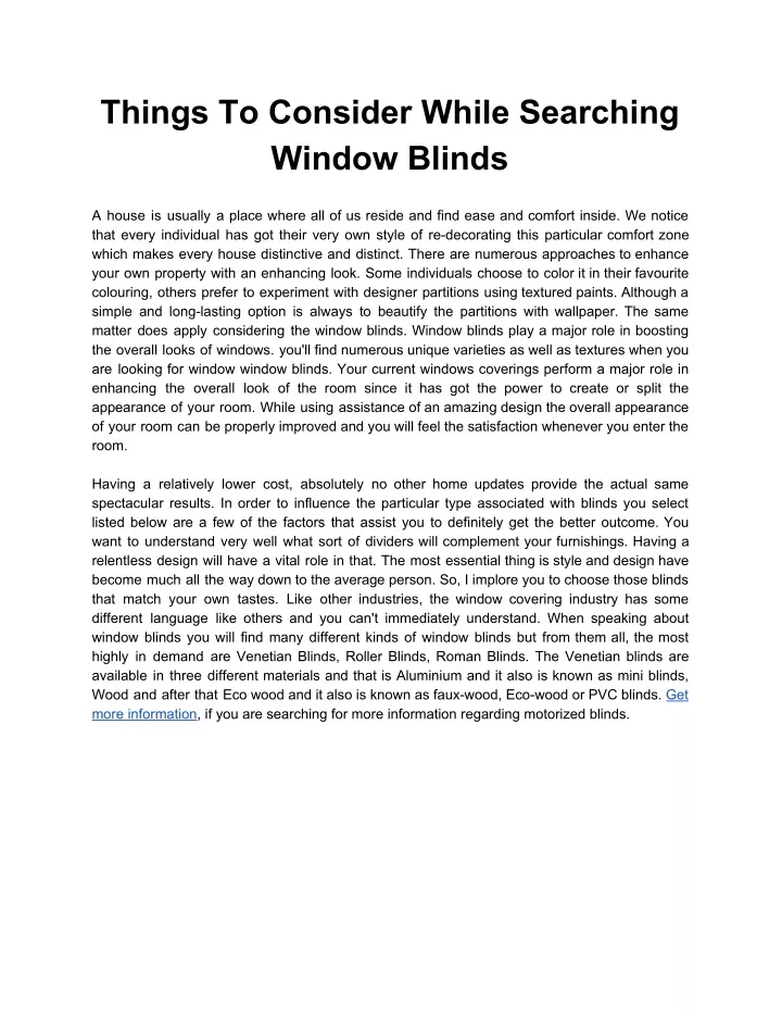 things to consider while searching window blinds