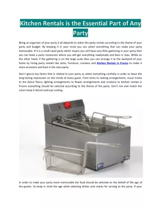 kitchen rentals is the essential part of any party