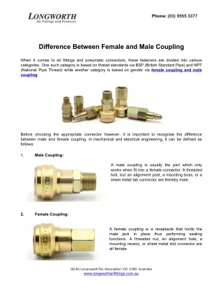 Difference Between Female and Male Coupling