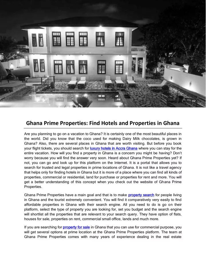 ghana prime properties find hotels and properties