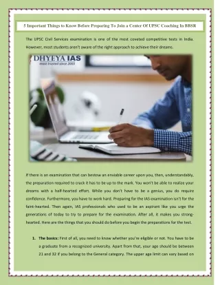 5 important things to know before preparing