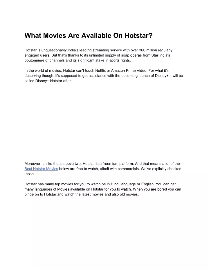 what movies are available on hotstar