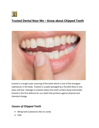 Trusted Dental Near Me - Know about Chipped Tooth