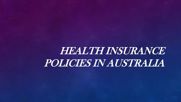 health insurance policies in australia