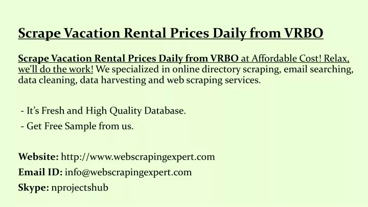 scrape vacation rental prices daily from vrbo