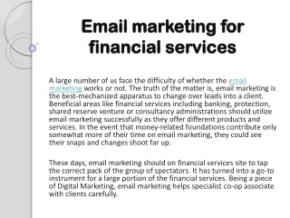 Email marketing for financial services