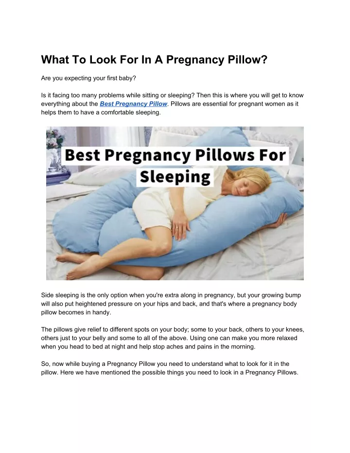 what to look for in a pregnancy pillow