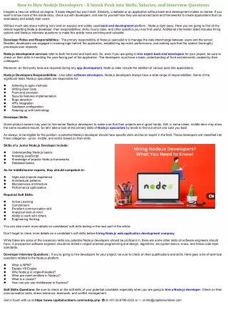 how to hire nodejs developers a sneak peak into
