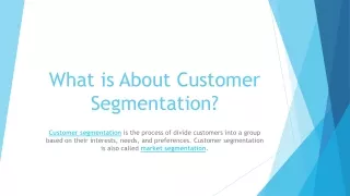 what is about customer segmentation