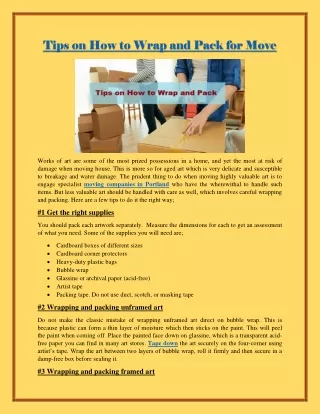 tips on how to wrap and pack for move