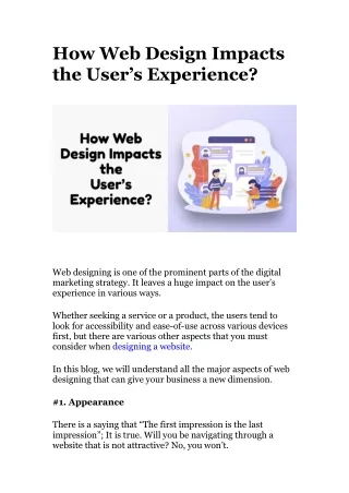 How Web Design Impacts the User Experience
