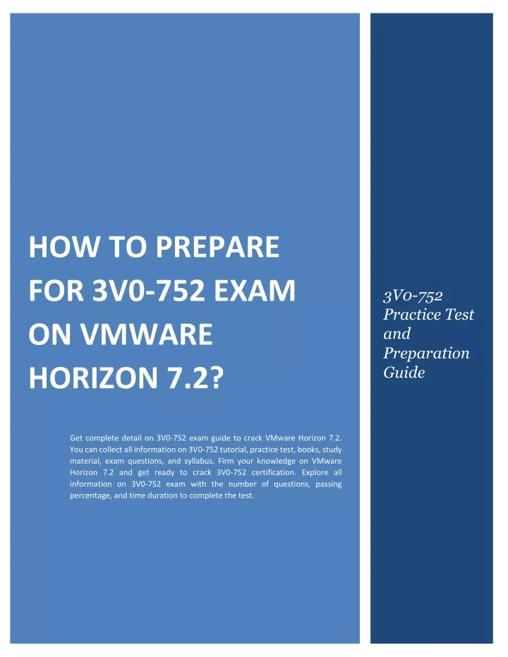 how to prepare for 3v0 752 exam on vmware horizon